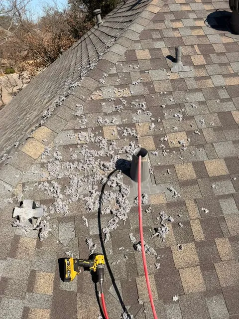 Lint removed from a roof dryer vent in Colleyville TX